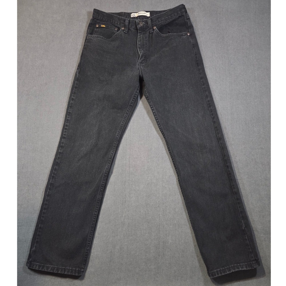 Lee Regular Fit Jeans Mens 32x32 Black Straight Leg Denim Pants